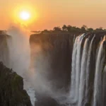 Victoria Falls at sunset