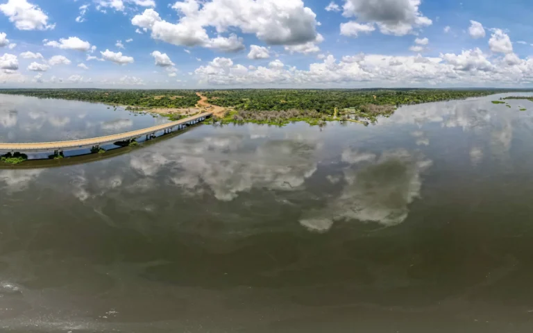 Clouds reflected on the Nile in Murchison Falls National Park