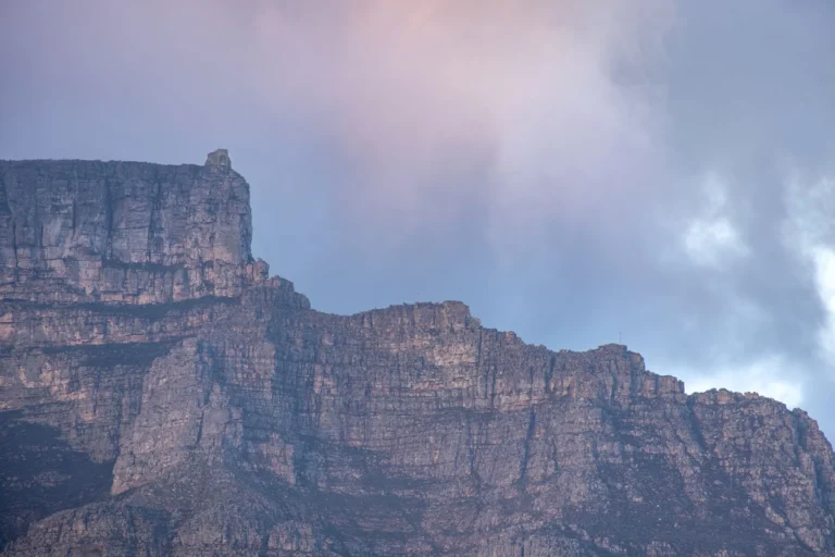 Table Mountain with dramatic clouds at sunset
