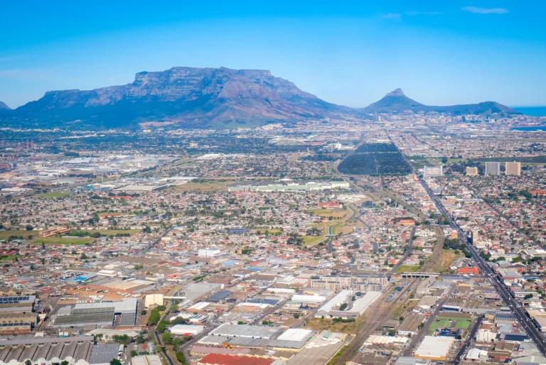 Aerial view of Cape Town on a clear day