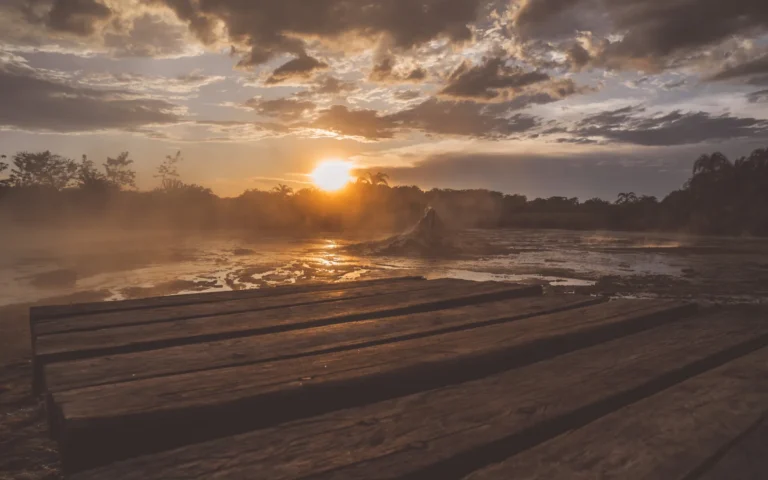 Sunset over the hot springs in Semuliki National Park